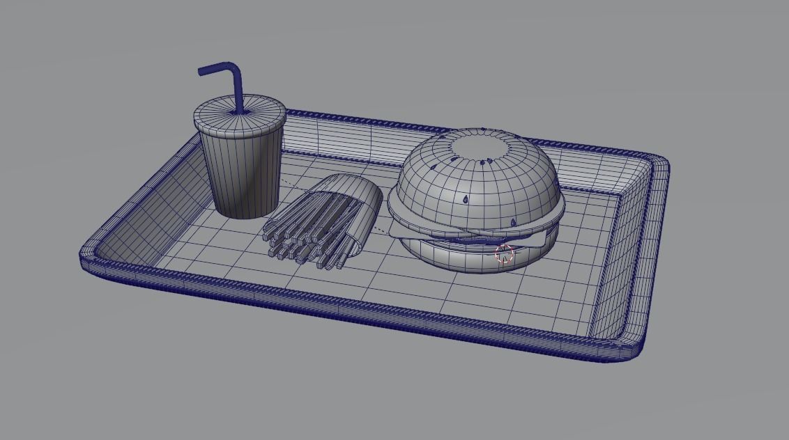 Lowpoly 3D Burger Menu Low-poly 3D model_1