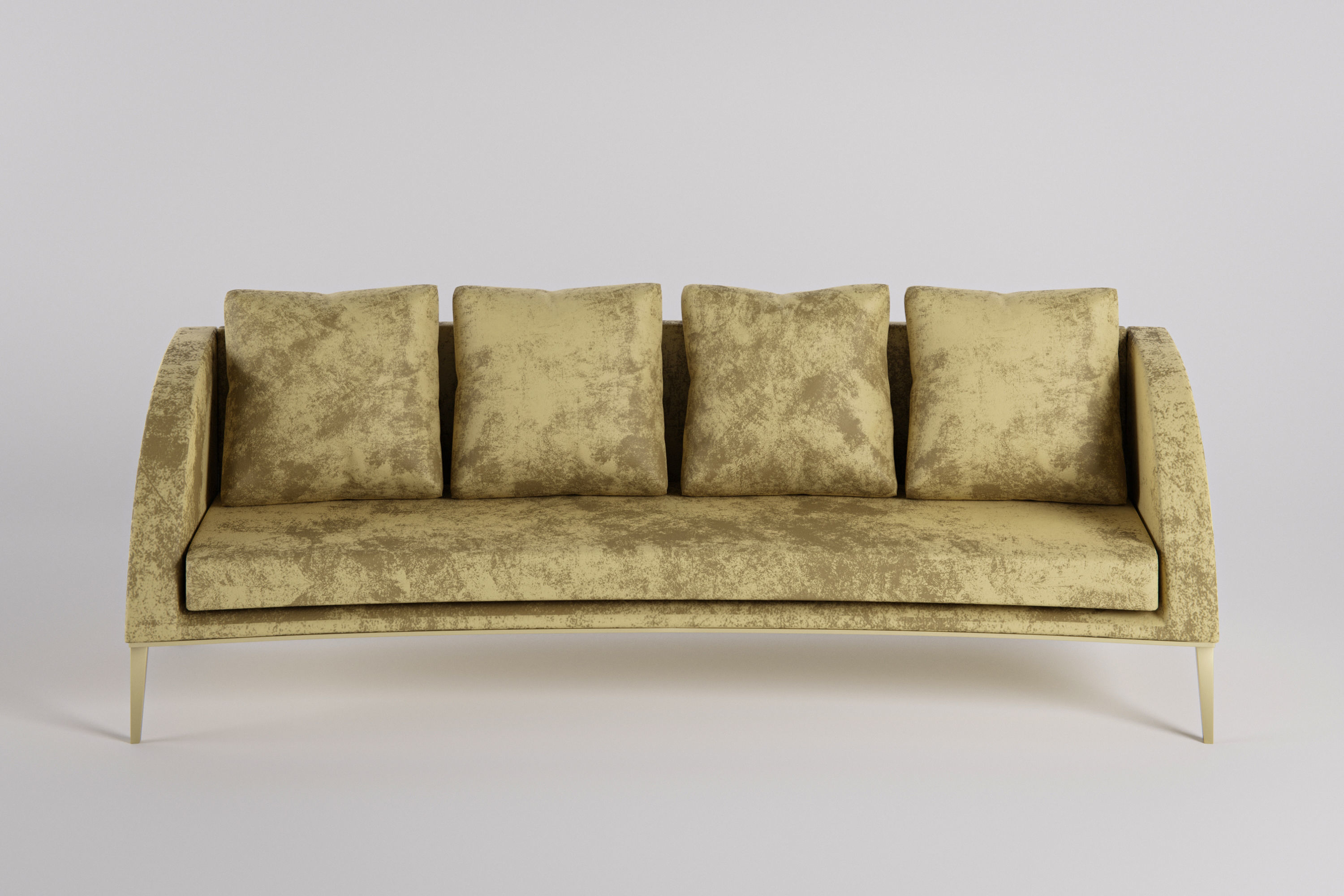 Couch sofa with gold legs Low-poly 3D model_2