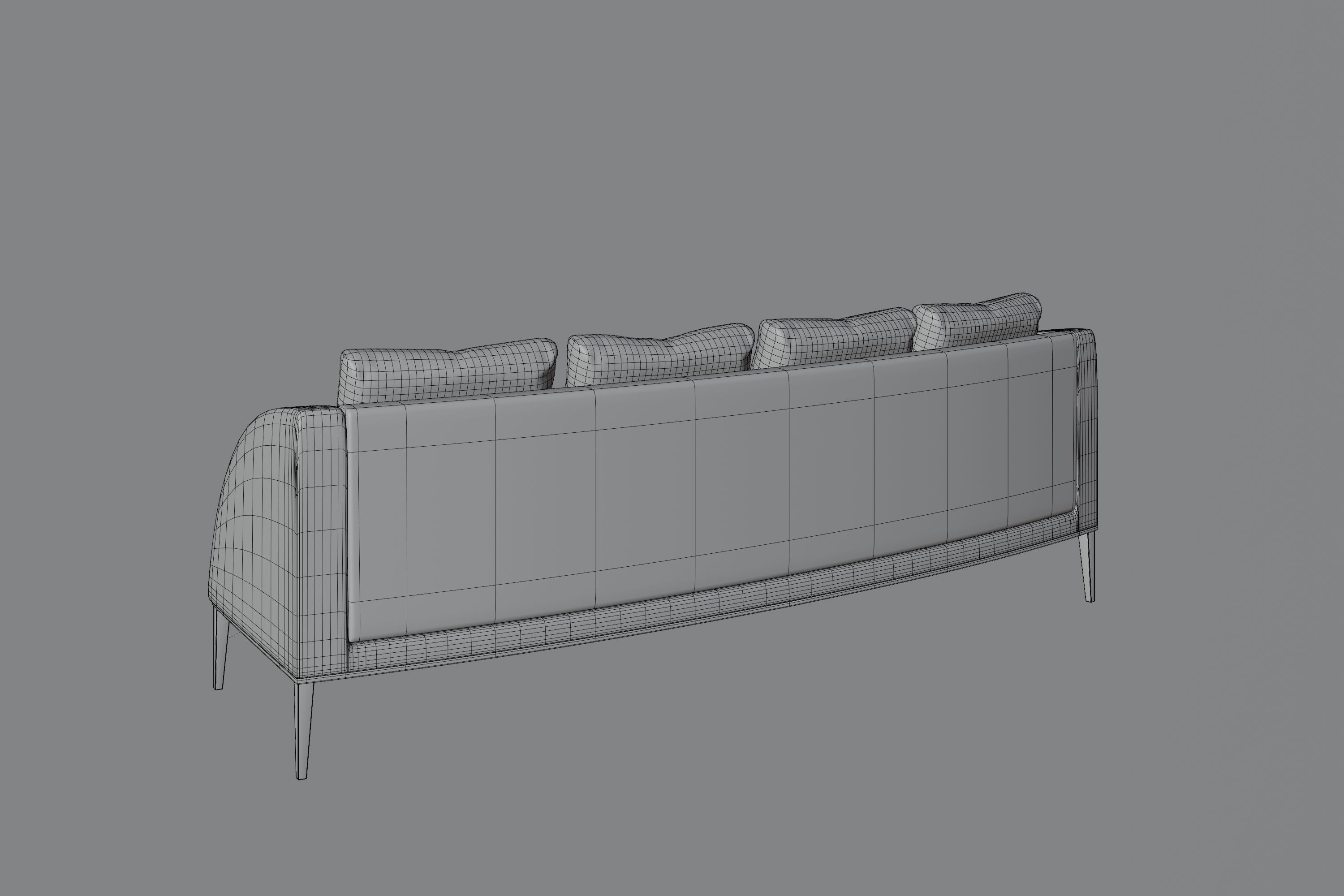 Couch sofa with gold legs Low-poly 3D model_5