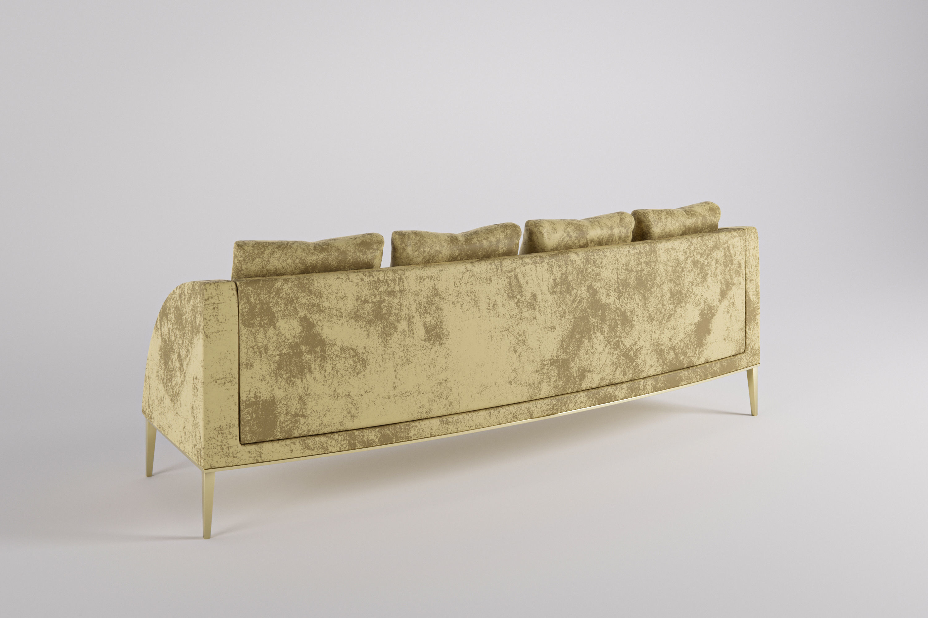 Couch sofa with gold legs Low-poly 3D model_4