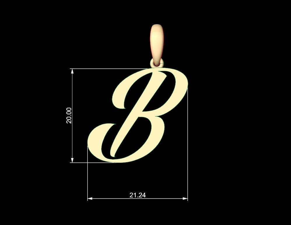 Initial Letters Pendant AngillaTattoo B 3D print model_4