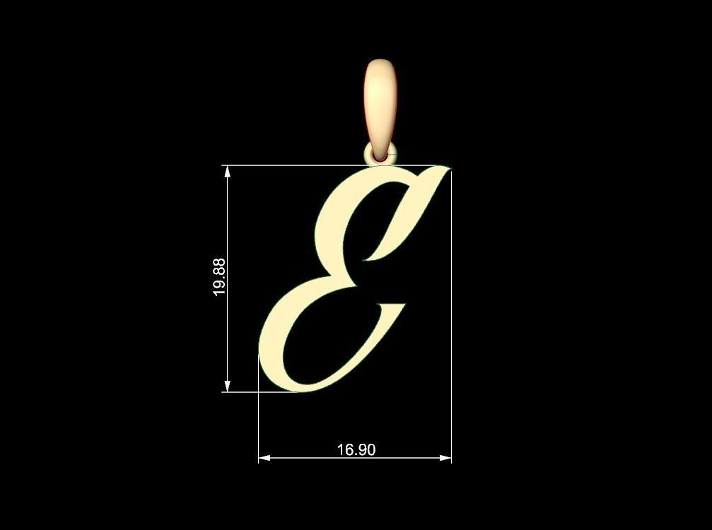 Initial Letters Pendant AngillaTattoo E 3D print model_4