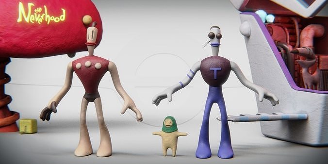 Neverhood and Armikrog character bundle Low-poly 3D model