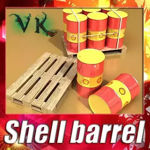 Shell Oil Metal Drums and Pallet