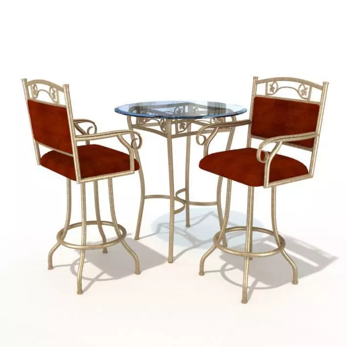Bar Table Chair Set 3D model_0