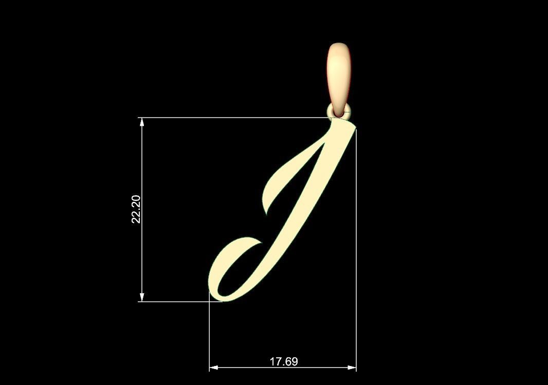 Initial Letters Pendant AngillaTattoo J 3D print model_4