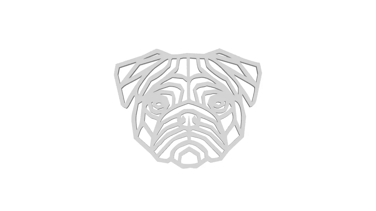Pug Dog cutout chain necklace 3D print model_0