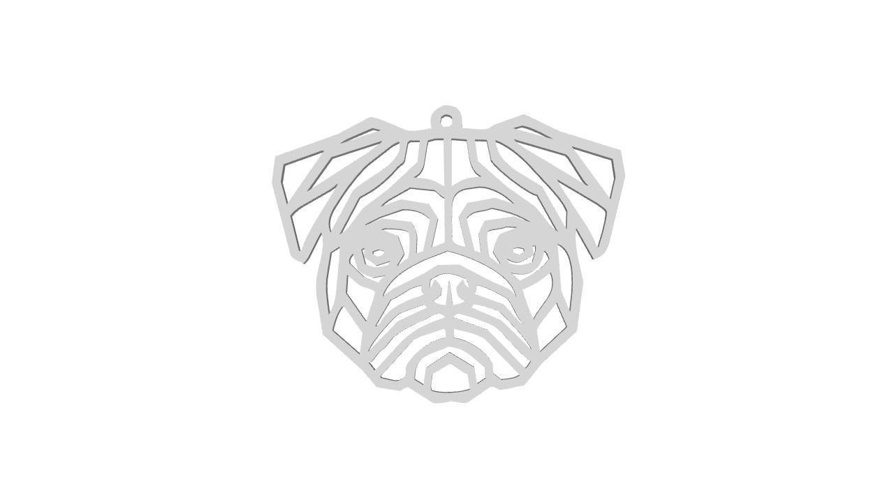 Pug Dog cutout chain necklace 3D print model_1