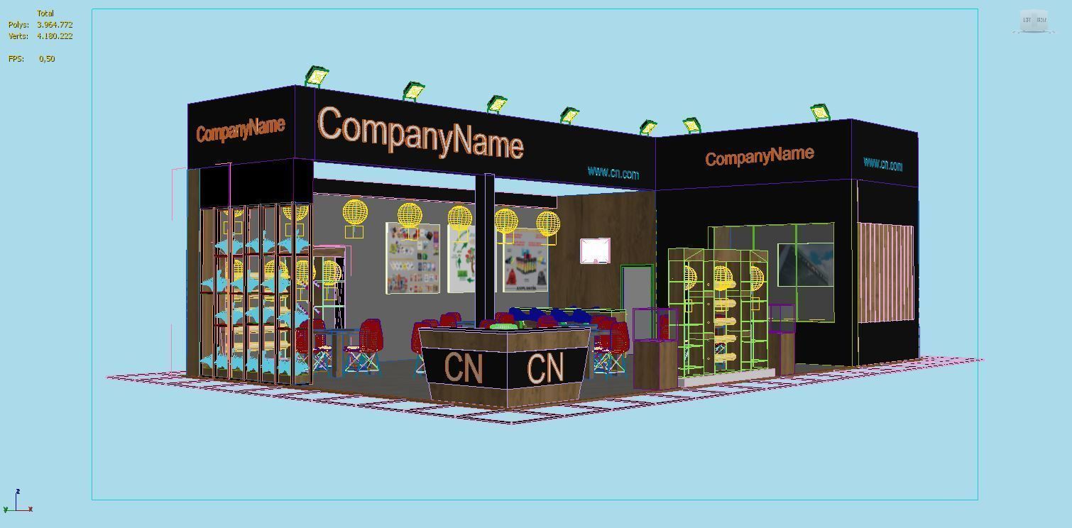 Exhibition Stall Size 8 m x 13 m Height 366 cm 3D model 3D model_8