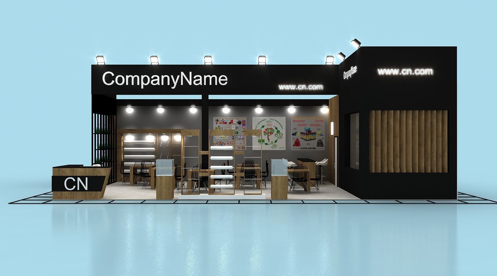 Exhibition Stall Size 8 m x 13 m Height 366 cm 3D model 3D model_2