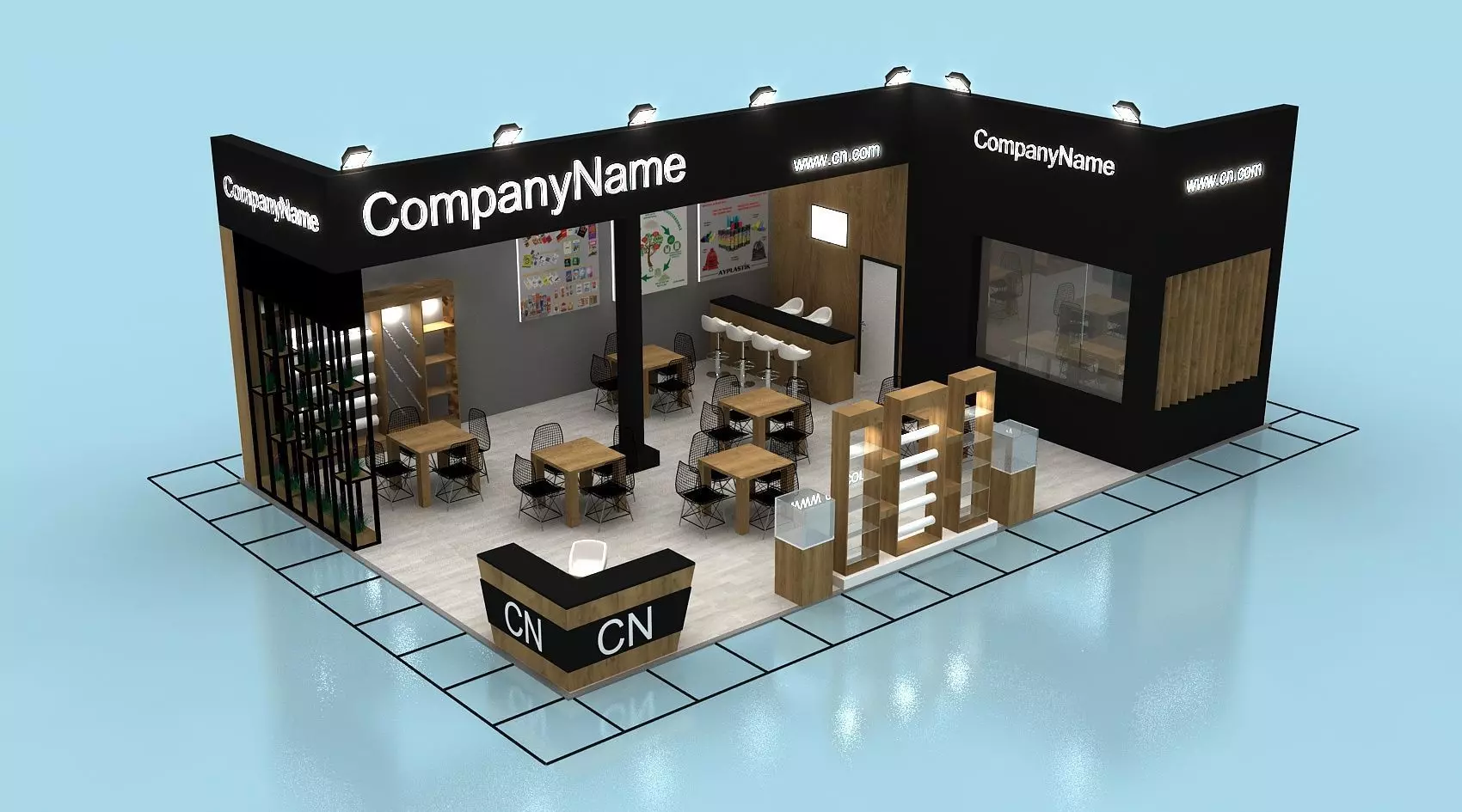 Exhibition Stall Size 8 m x 13 m Height 366 cm 3D model 3D model_0