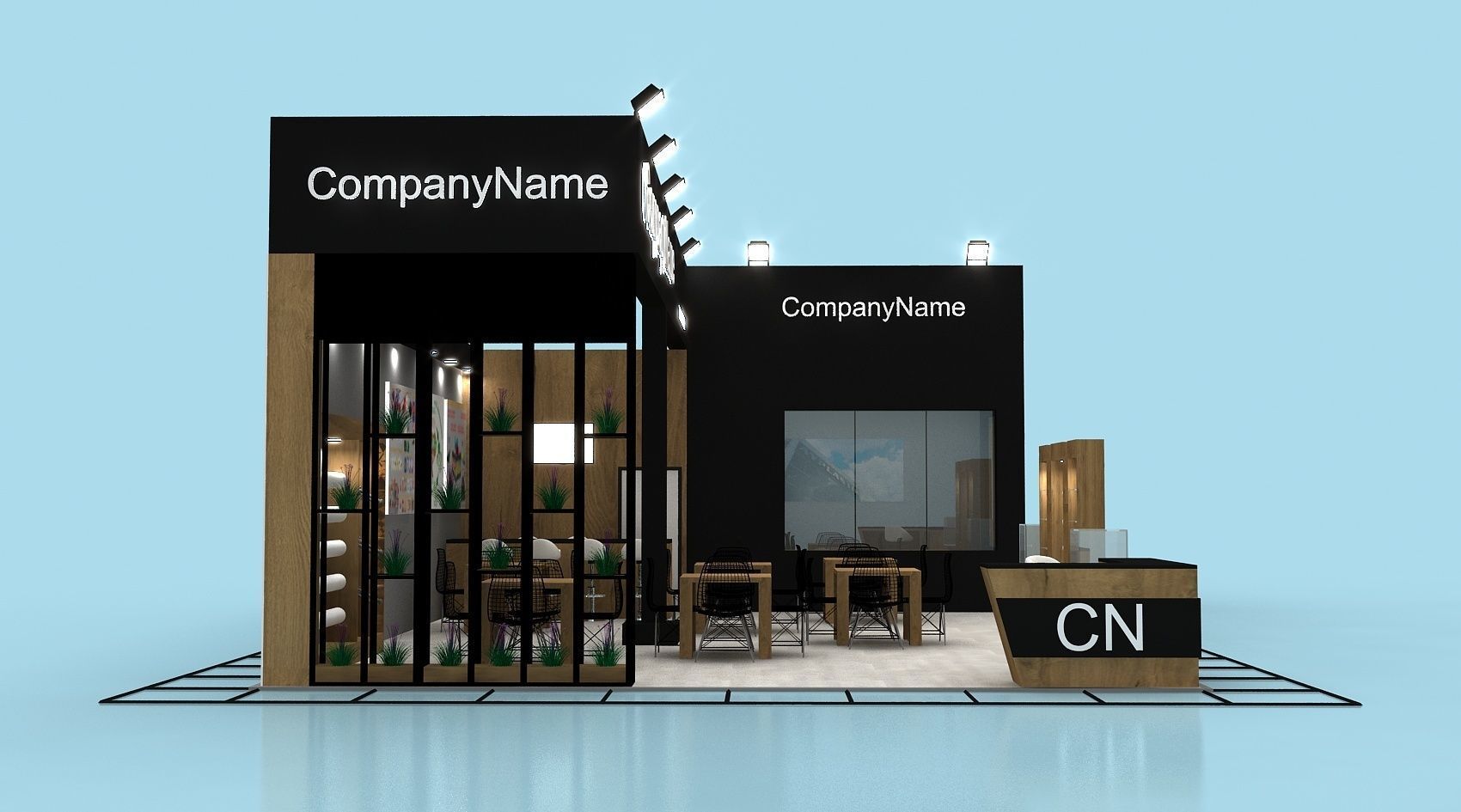 Exhibition Stall Size 8 m x 13 m Height 366 cm 3D model 3D model_3