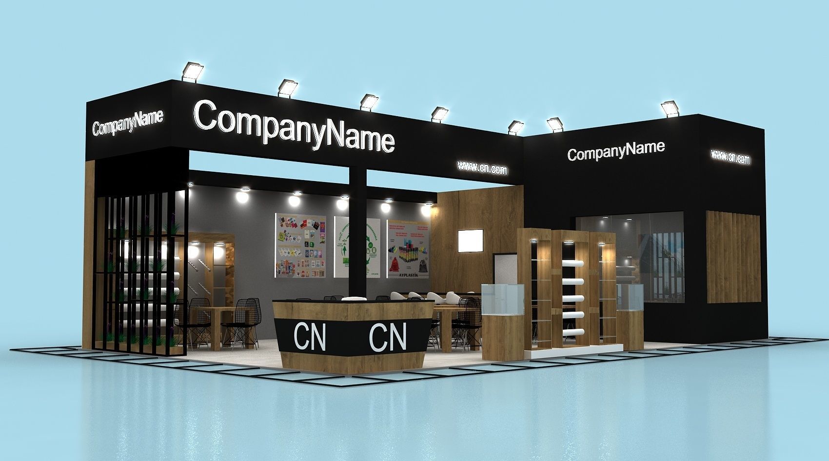 Exhibition Stall Size 8 m x 13 m Height 366 cm 3D model 3D model_1
