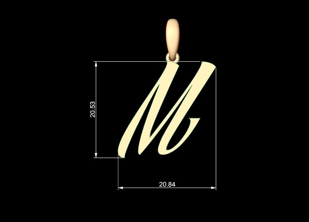 Initial Letters Pendant AngillaTattoo M 3D print model_4