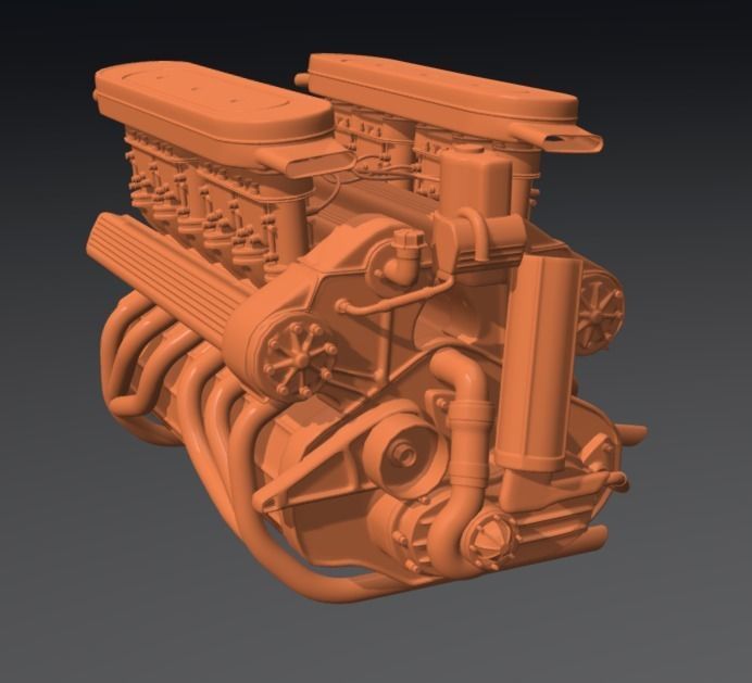 V-12 Sports Car Engine 3D model_1