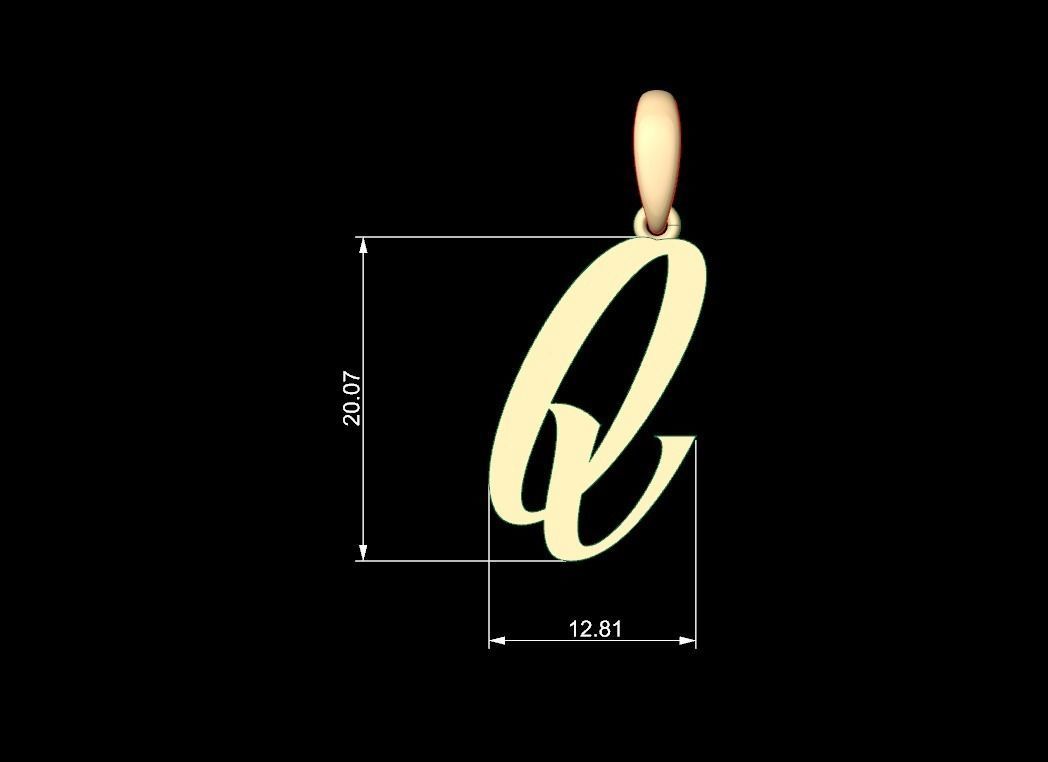 Initial Letters Pendant AngillaTattoo Q 3D print model_4