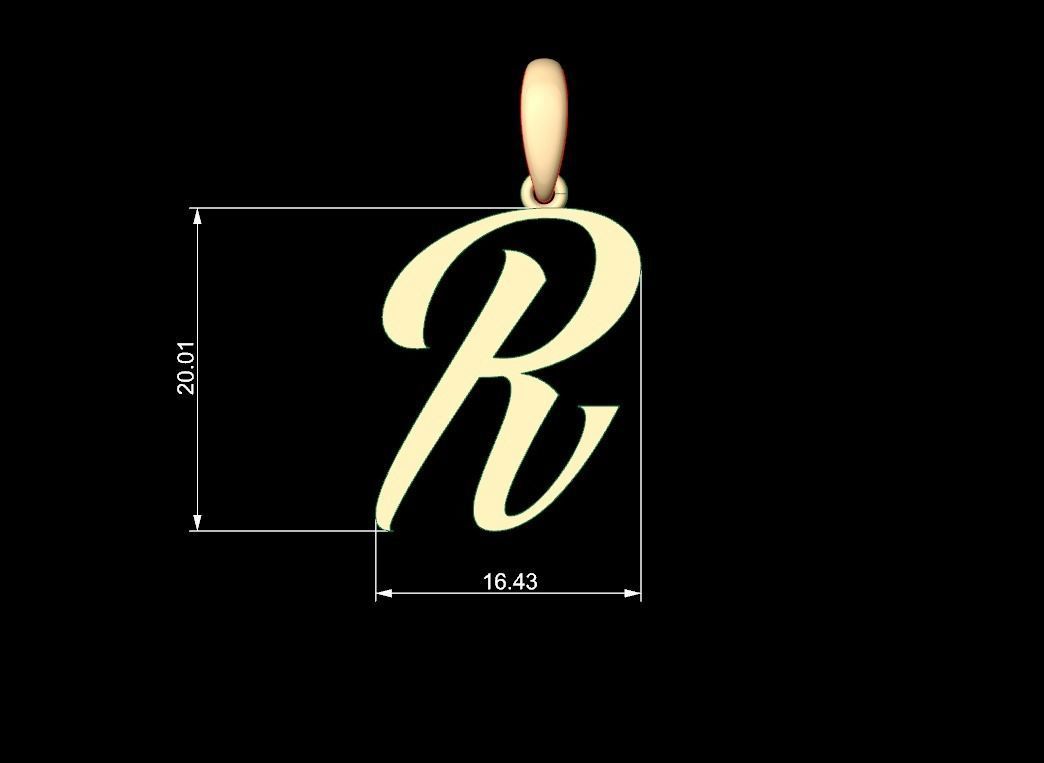 Initial Letters Pendant AngillaTattoo R 3D print model_4