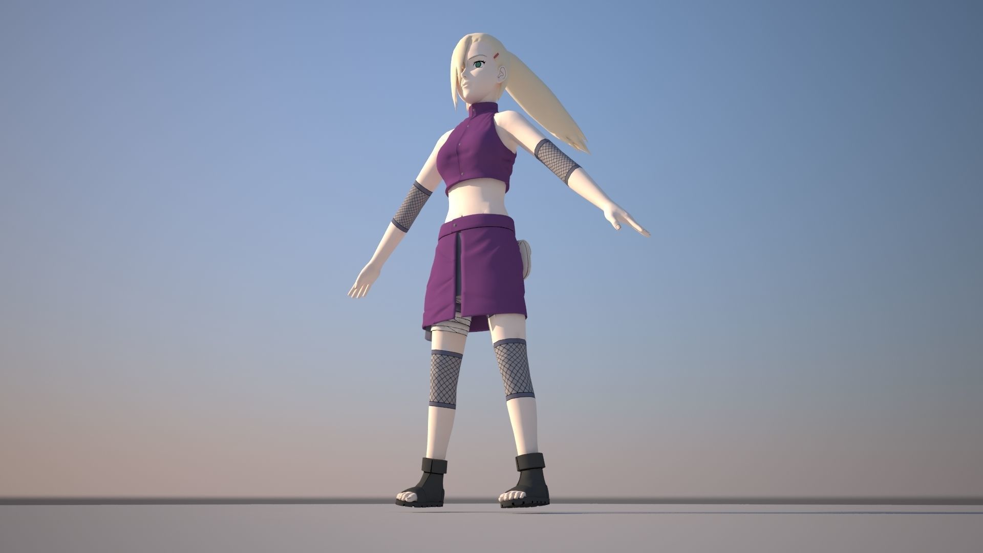 Ino Yamanaka Low-poly 3D model_4