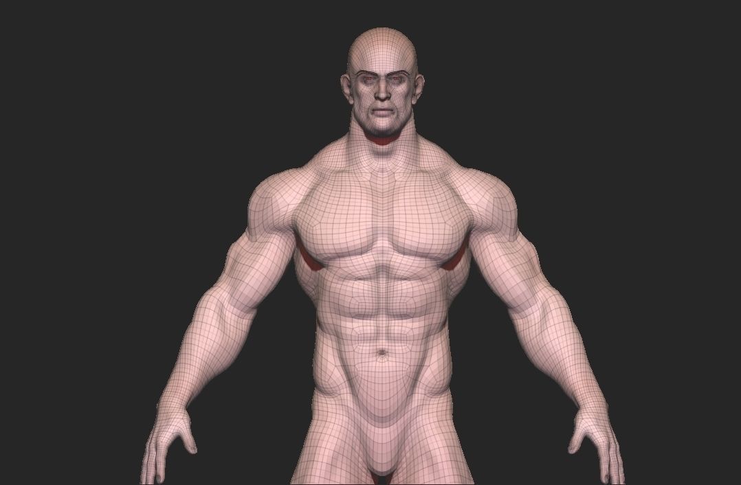 base mesh tall man  Low-poly 3D model_11