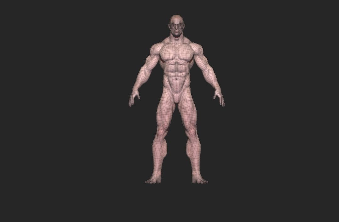 base mesh tall man  Low-poly 3D model_7
