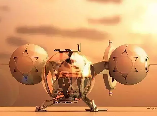 model of a spaceship made of three balls