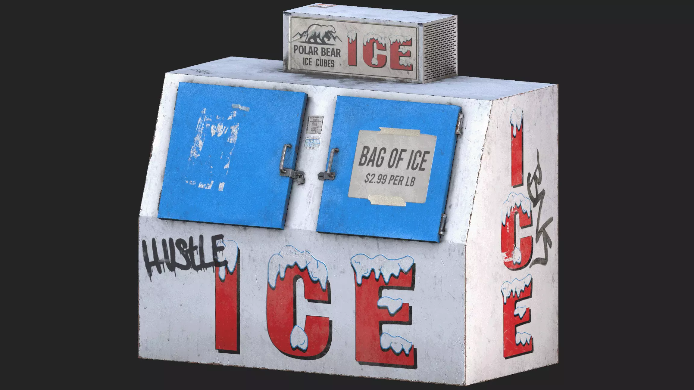 Worn Ice Vending Machine Box Gas Station Prop Low-poly 3D model_0