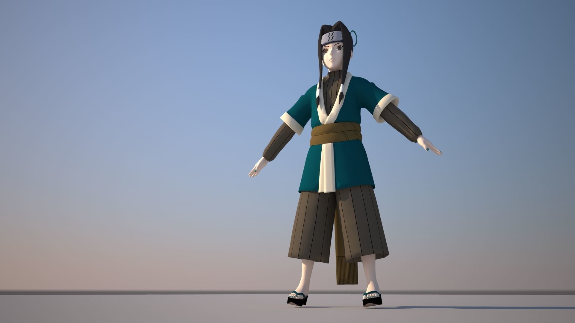 Haku asian character Low-poly 3D model_1