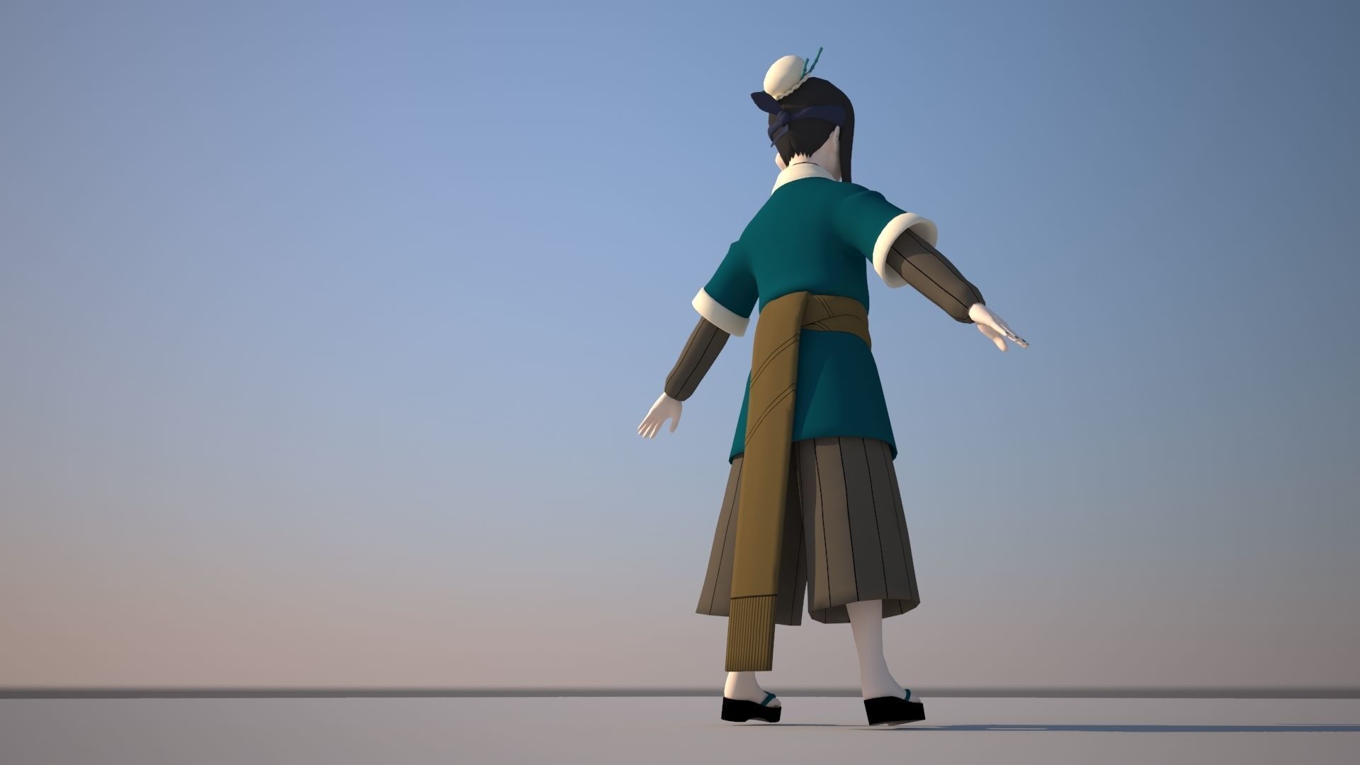 Haku asian character Low-poly 3D model_10