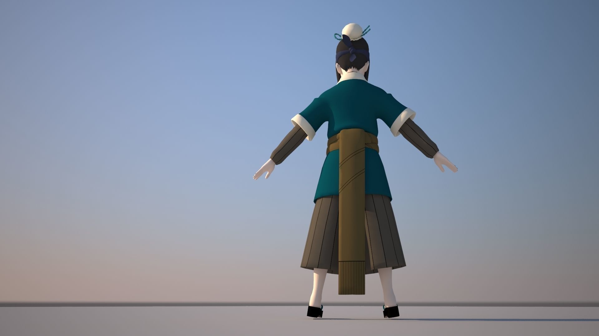 Haku asian character Low-poly 3D model_9