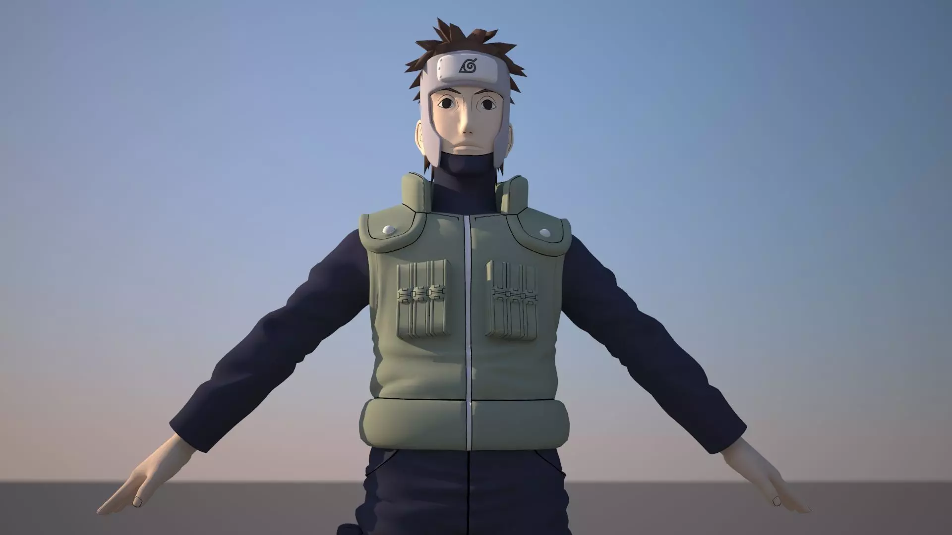 Yamato naruto character in sky Low-poly 3D model_0
