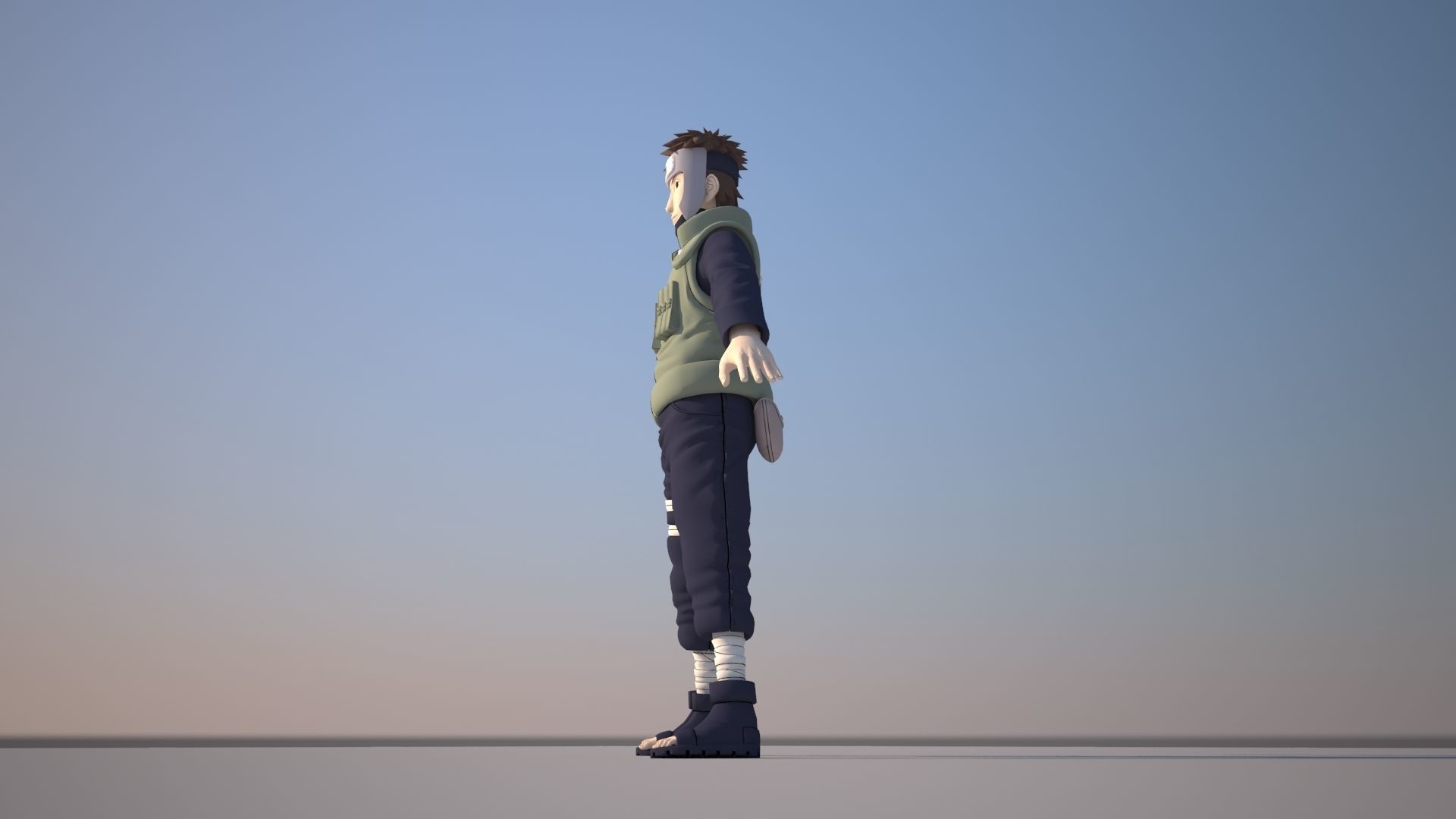 Yamato naruto character in sky Low-poly 3D model_8