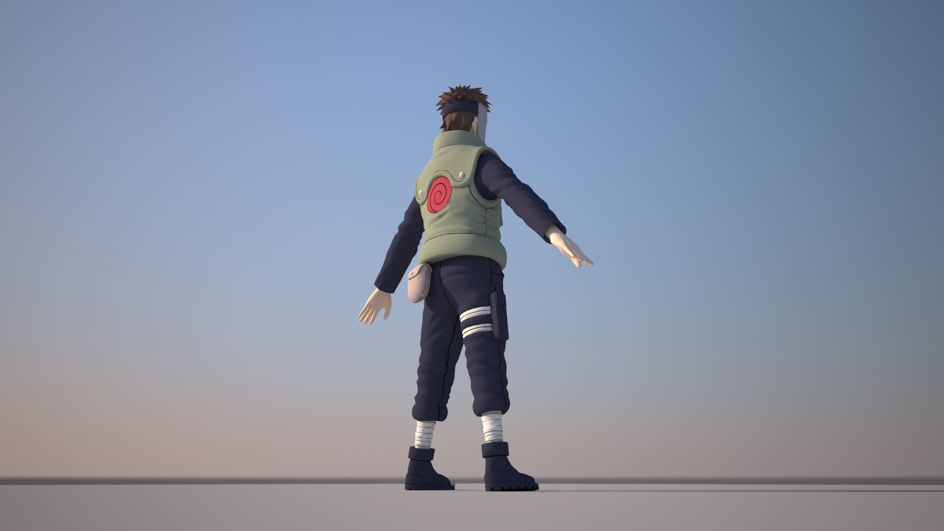 Yamato naruto character in sky Low-poly 3D model_2