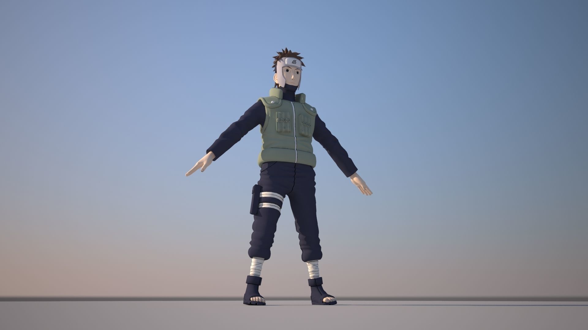 Yamato naruto character in sky Low-poly 3D model_4