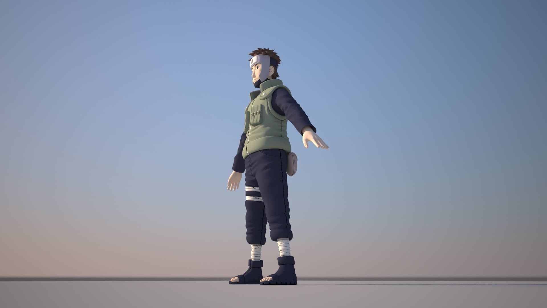 Yamato naruto character in sky Low-poly 3D model_5