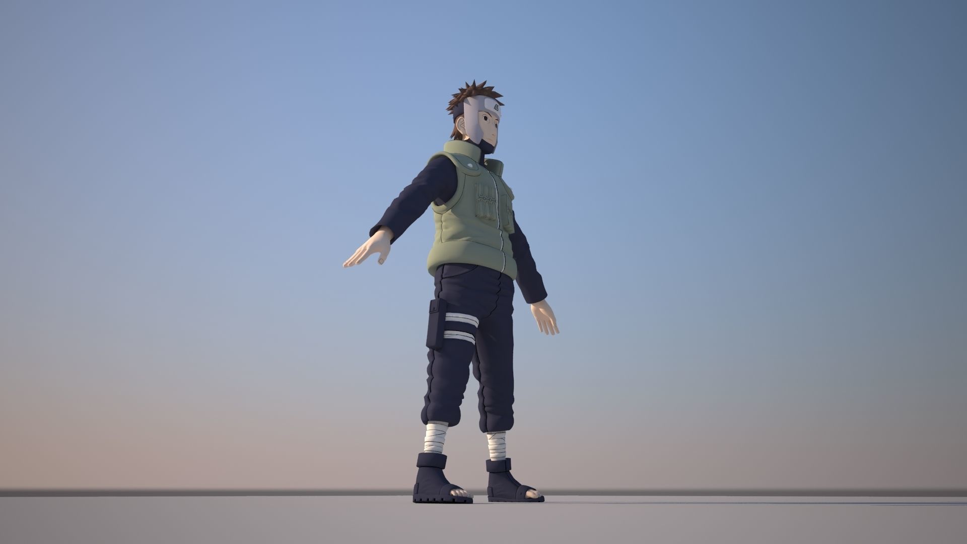 Yamato naruto character in sky Low-poly 3D model_1