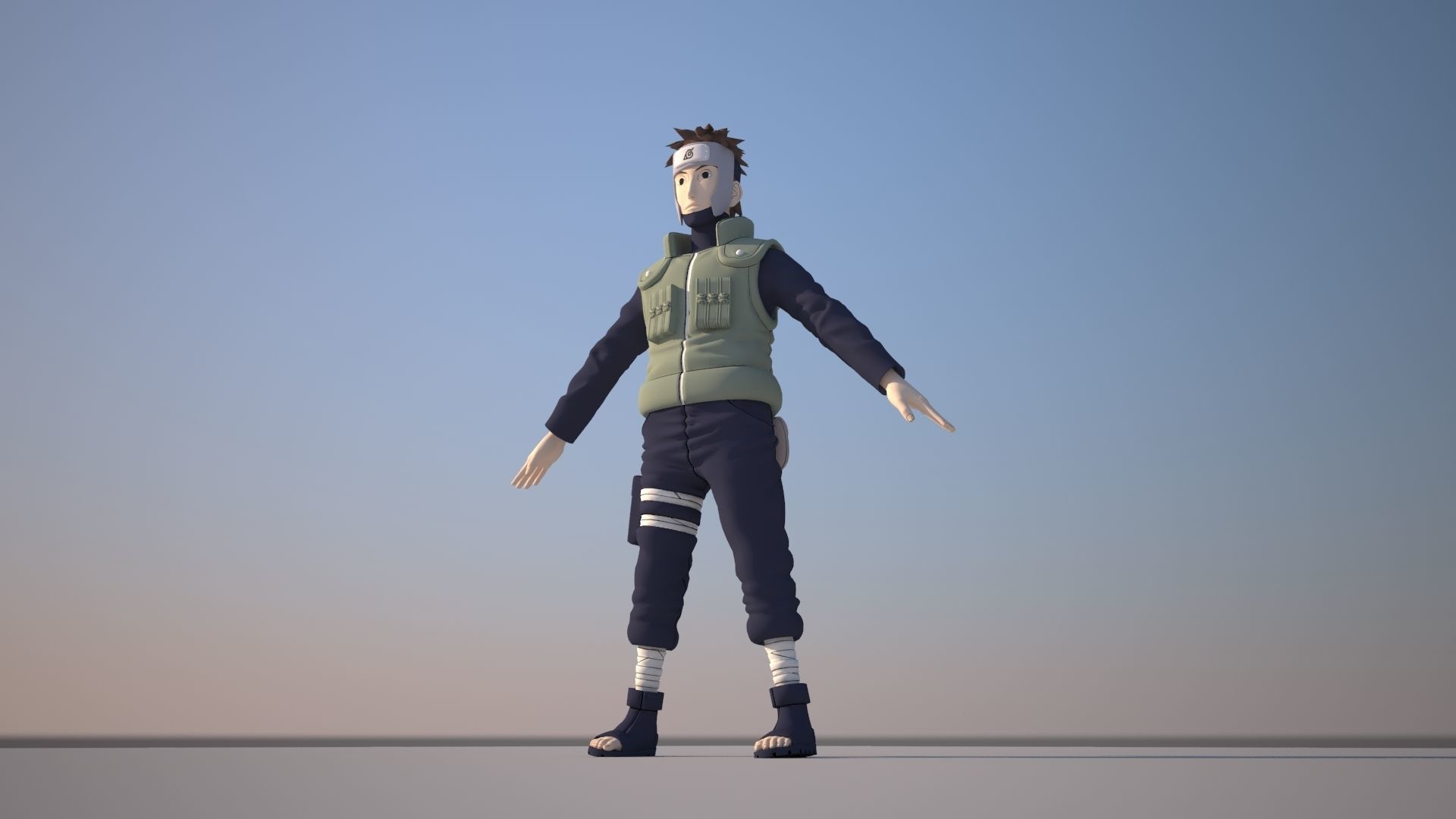 Yamato naruto character in sky Low-poly 3D model_7