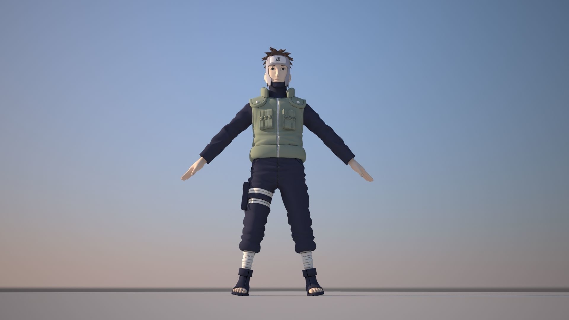 Yamato naruto character in sky Low-poly 3D model_6