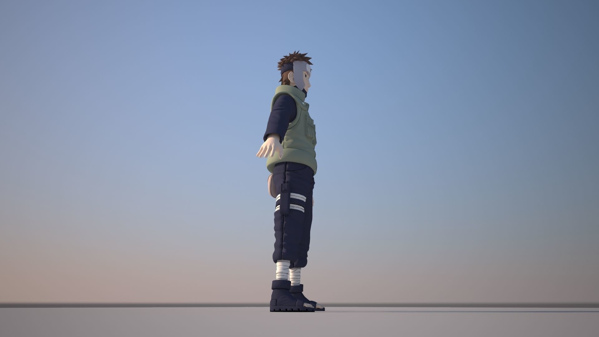 Yamato naruto character in sky Low-poly 3D model_3