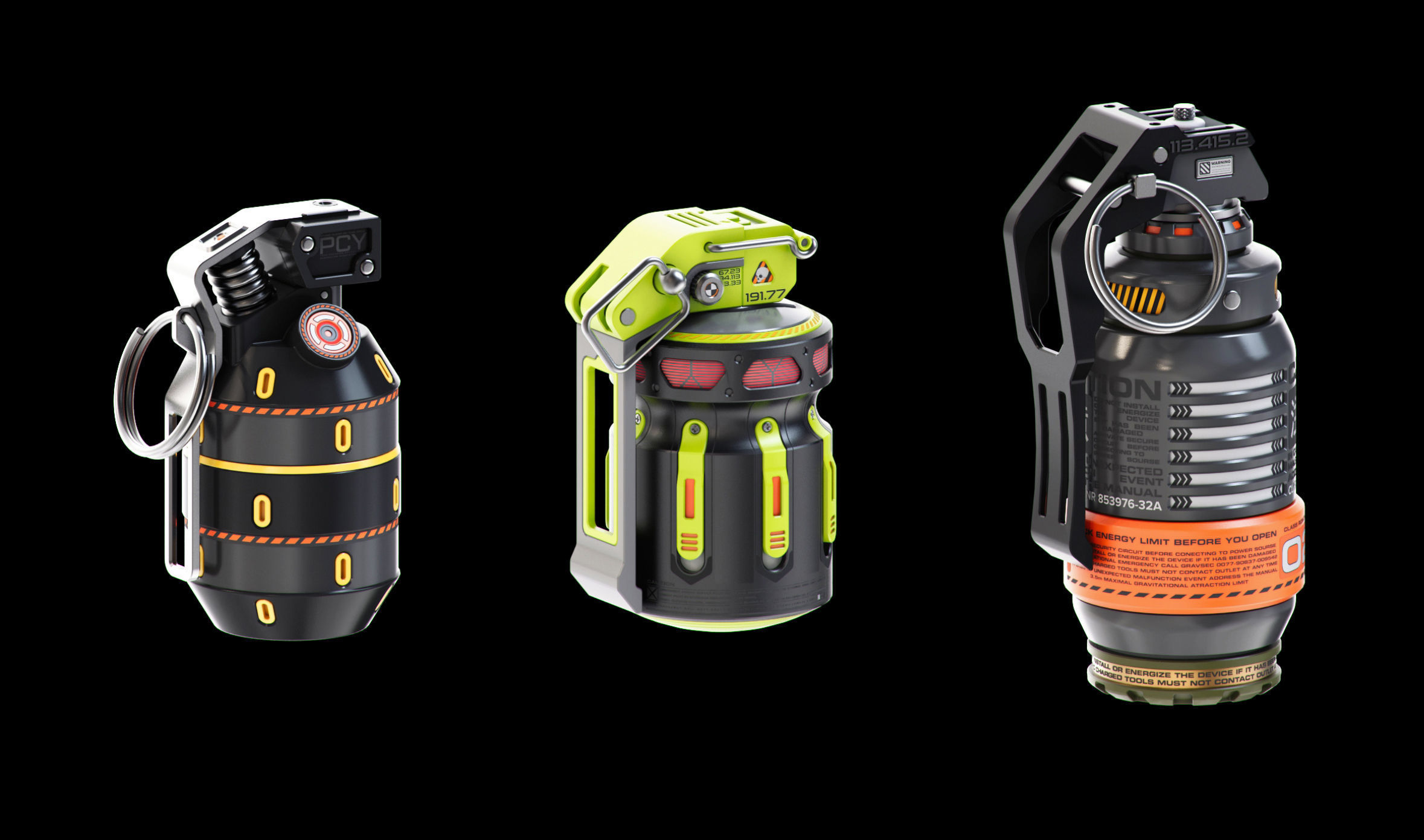 Sci-Fi Grenades Set Kitbash  3D model_3