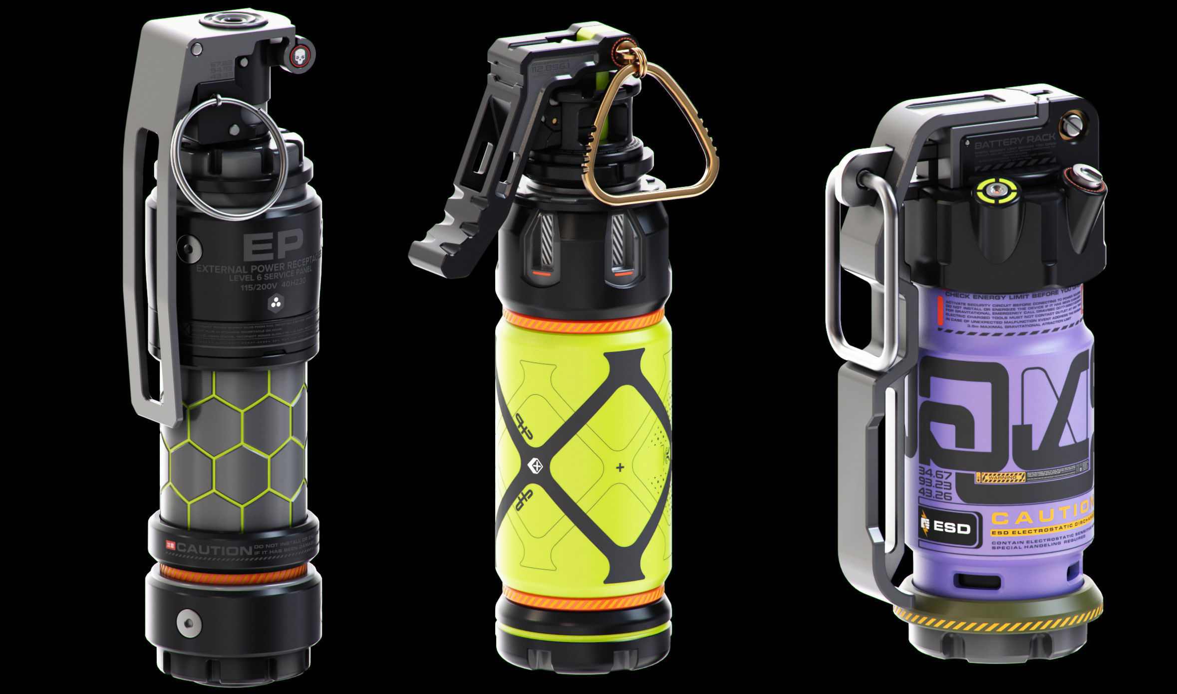 Sci-Fi Grenades Set Kitbash  3D model_1