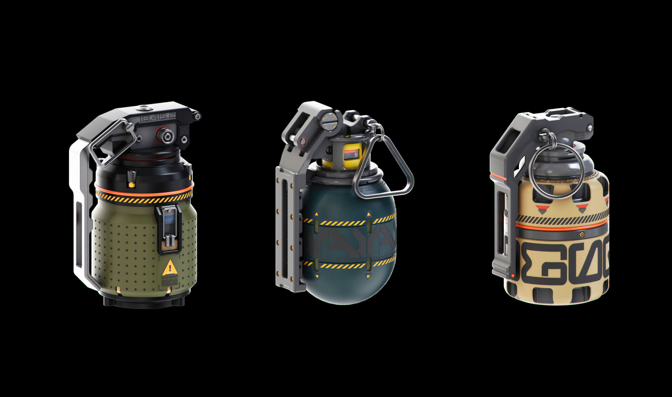Sci-Fi Grenades Set Kitbash  3D model_2