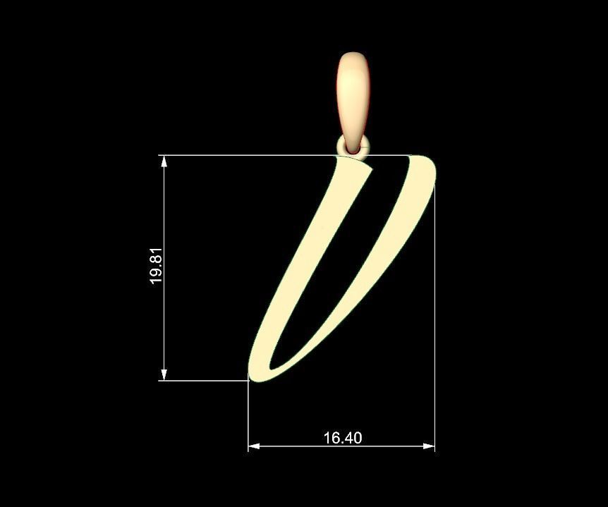 Initial Letters Pendant AngillaTattoo V 3D print model_4