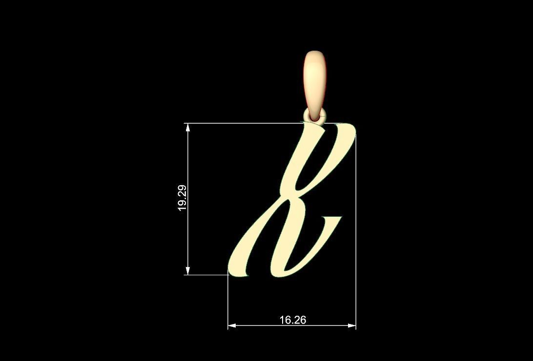 Initial Letters Pendant AngillaTattoo X 3D print model_4