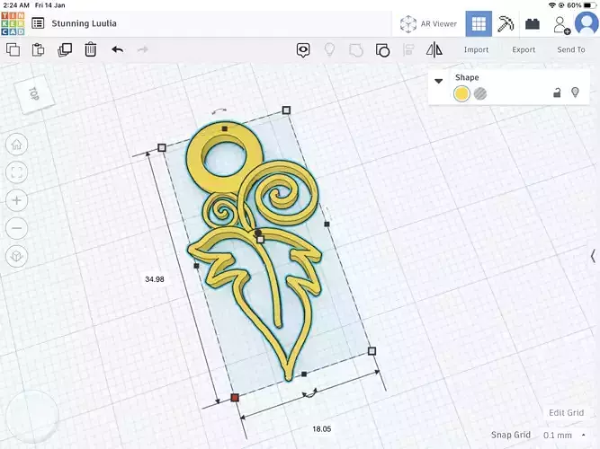 Leaf pendant and necklace stl file