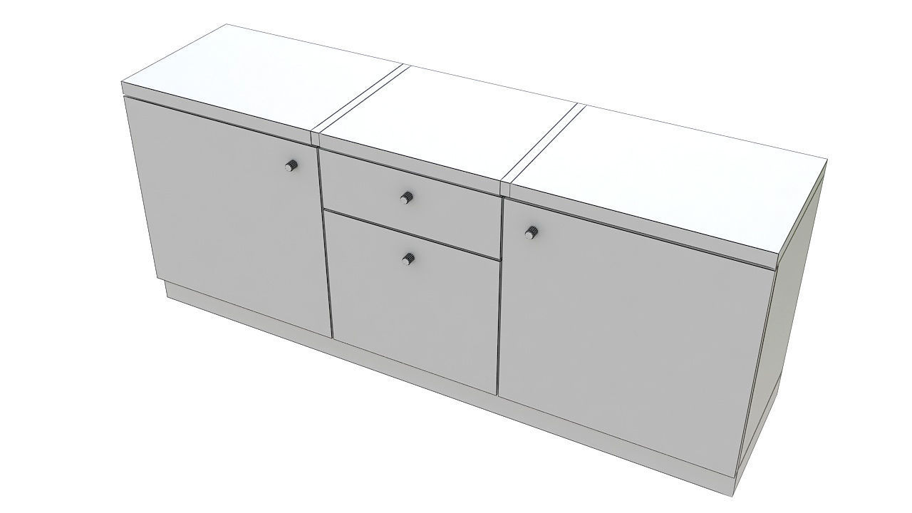 Wooden cabinet with doors 3D model_7