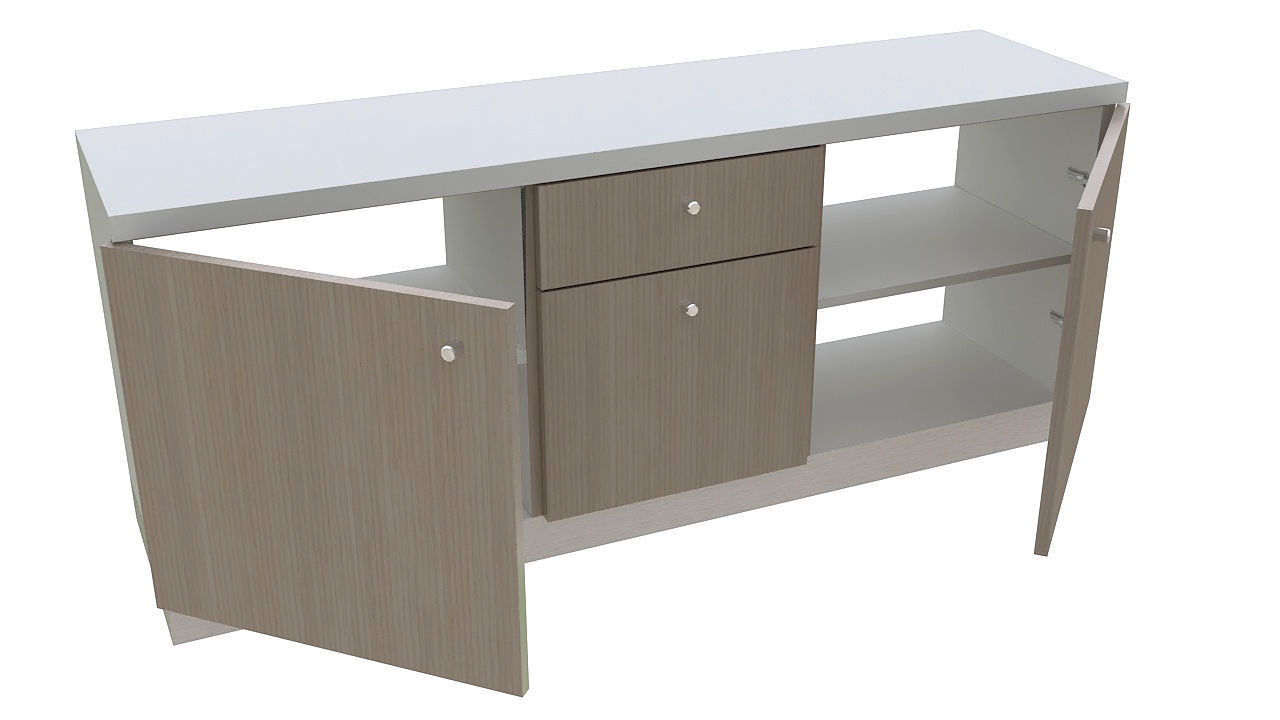 Wooden cabinet with doors 3D model_5