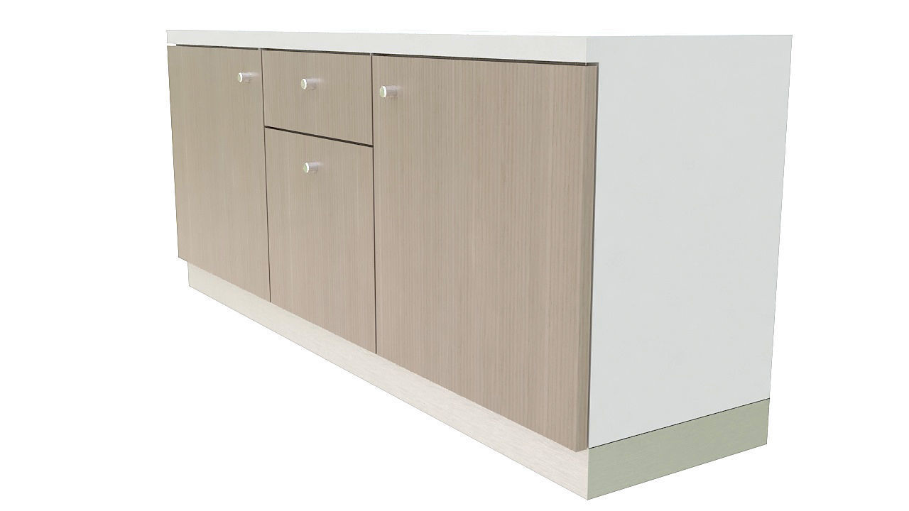 Wooden cabinet with doors 3D model_3