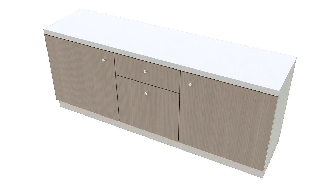 Wooden cabinet with doors 3D model_2