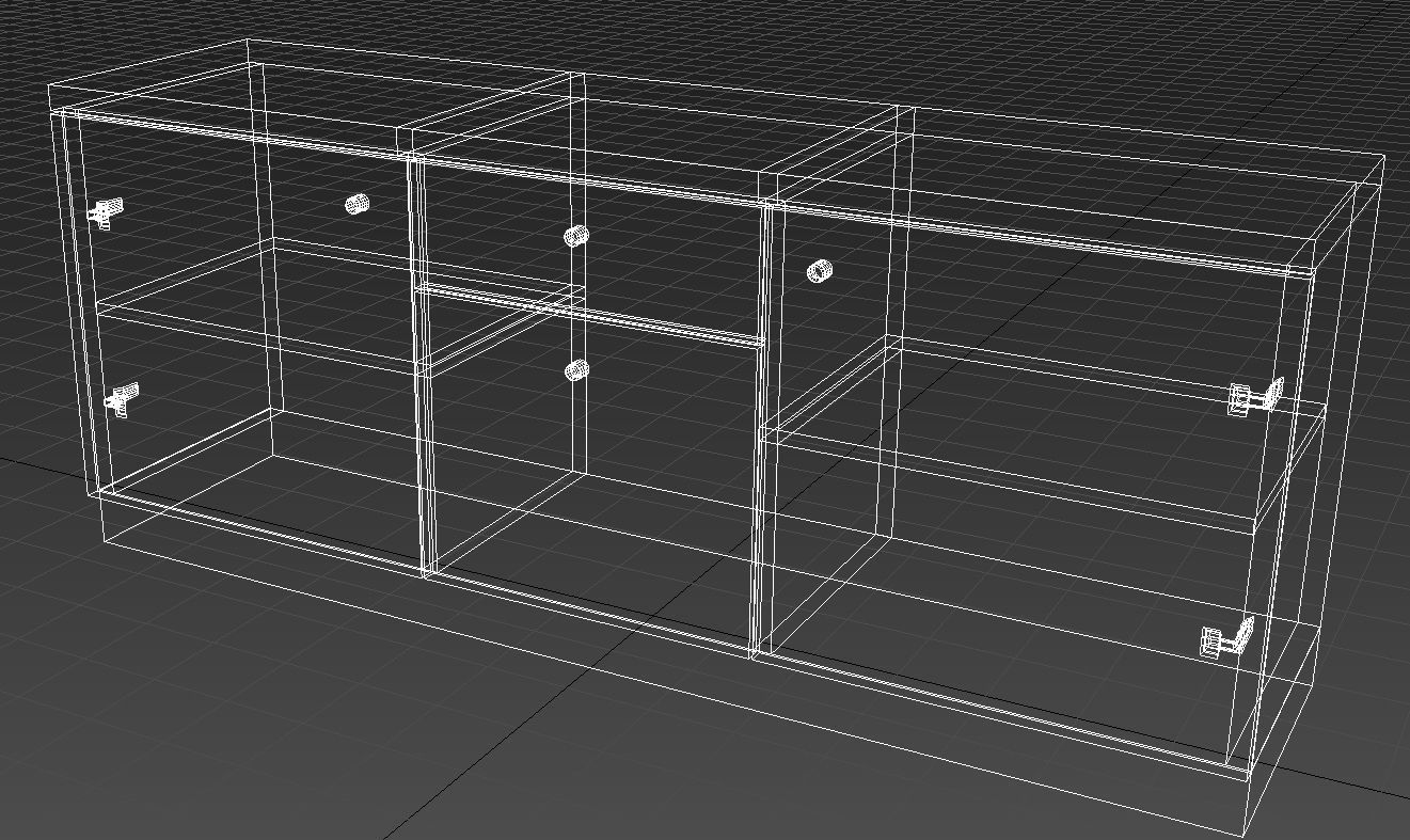 Wooden cabinet with doors 3D model_11