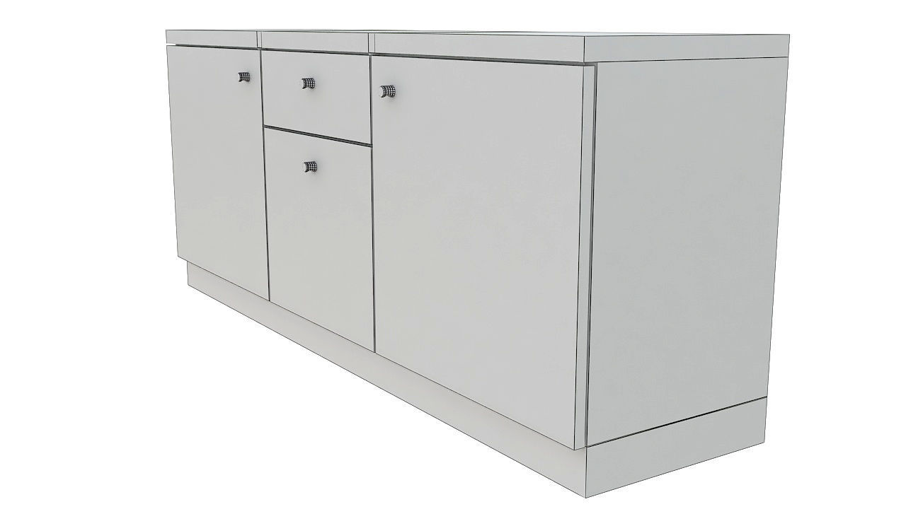 Wooden cabinet with doors 3D model_6